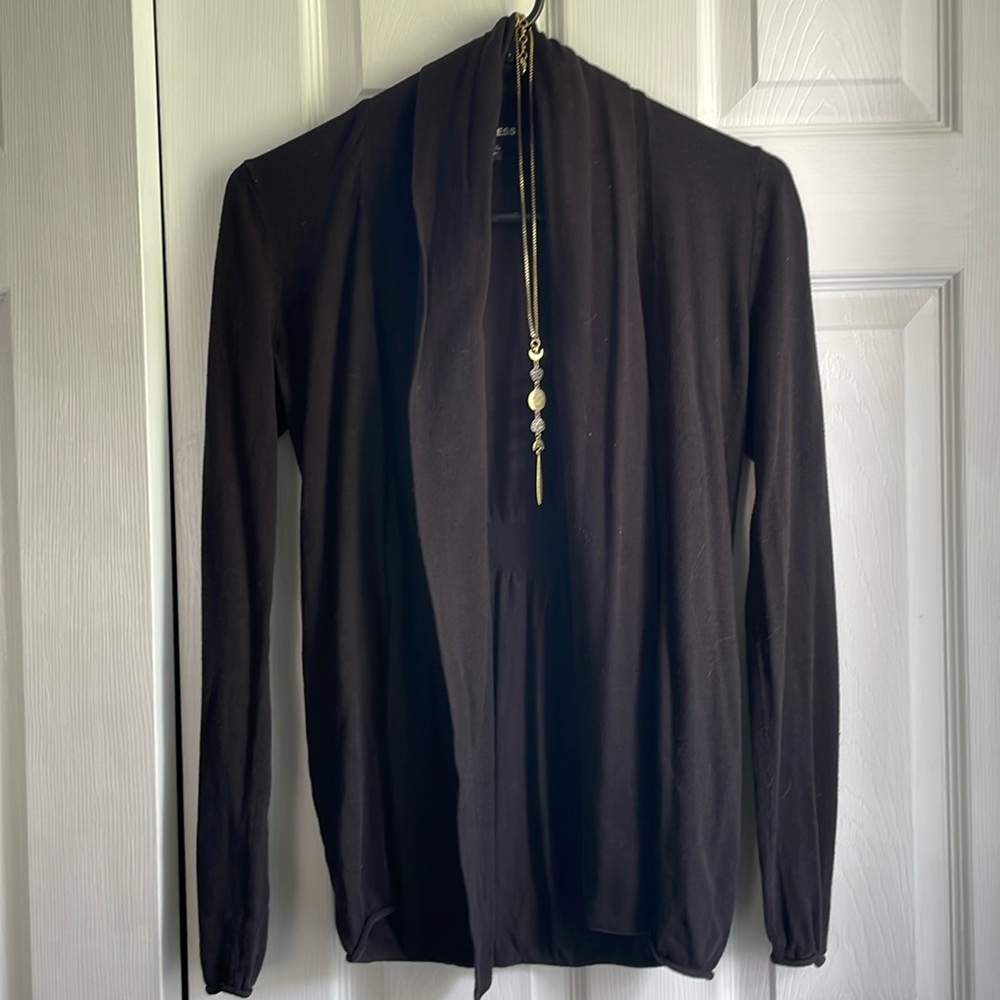 Express black colored open front cardigan sweater